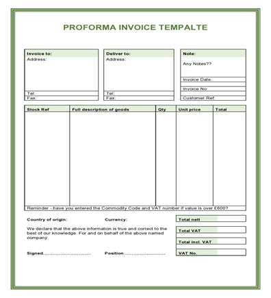 Proforma Invoice คือ